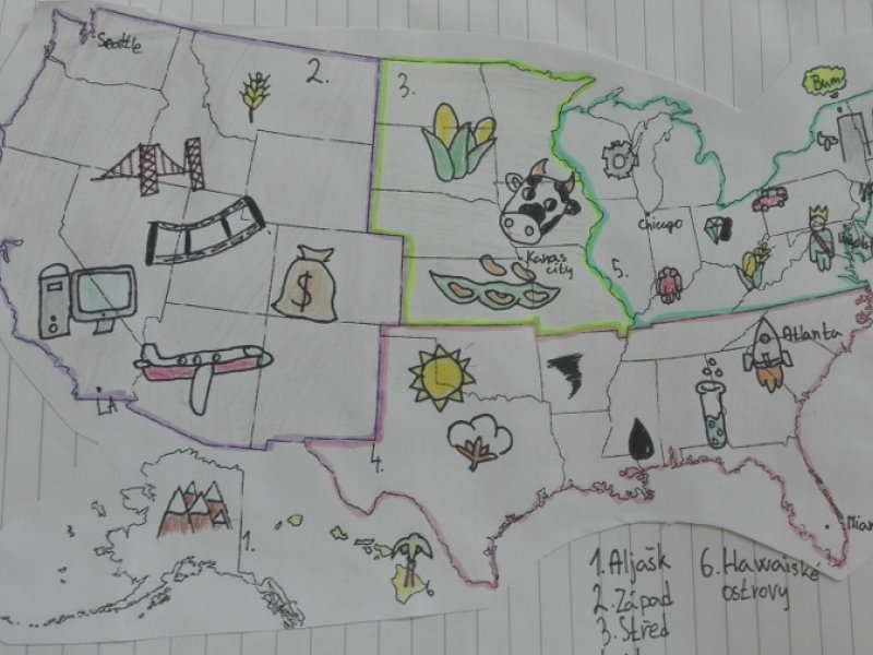 Tématická mapa regionů USA
